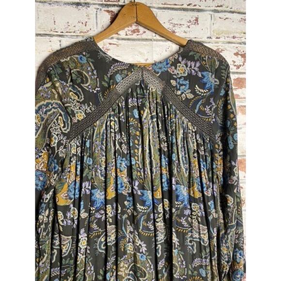 Free People Rain or Shine Printed Floral Flowing Tie Up Dress w Pockets - Picture 8 of 8